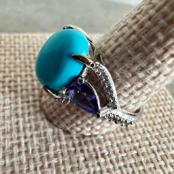 Turquoise, Tanzanite and CZ Ring by Colleen Lopez - Picture 5 of 9